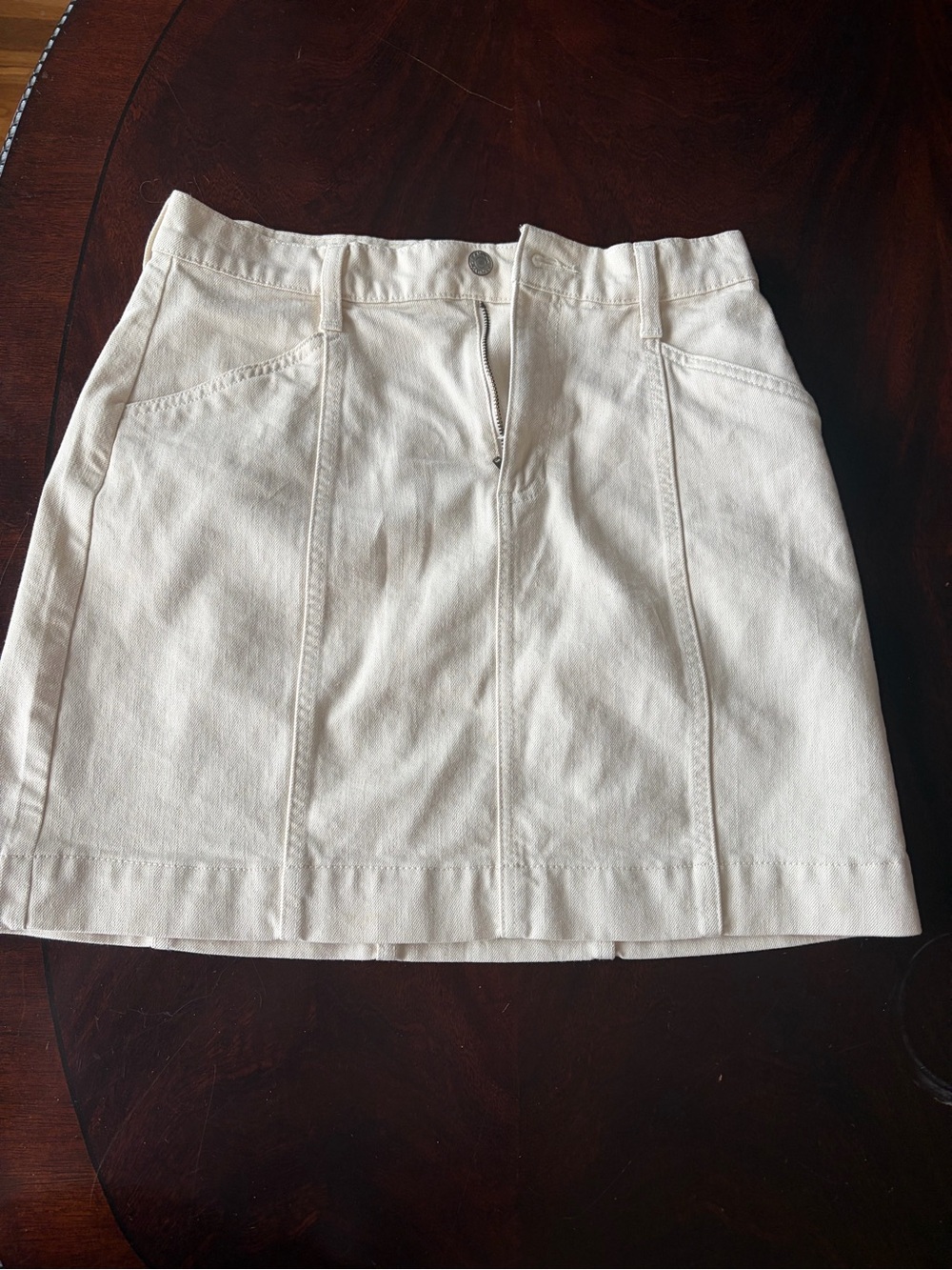 Banana Republic Cream Denim Mini Skirt